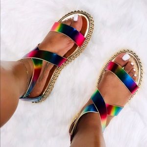 Multicolored platform sandals